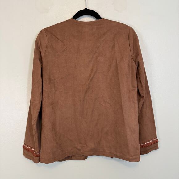 Cherry Paris Pap Jacket Perm Womens T1 Small Brown Ethnic Tribal Boho Fringes - Picture 2 of 8